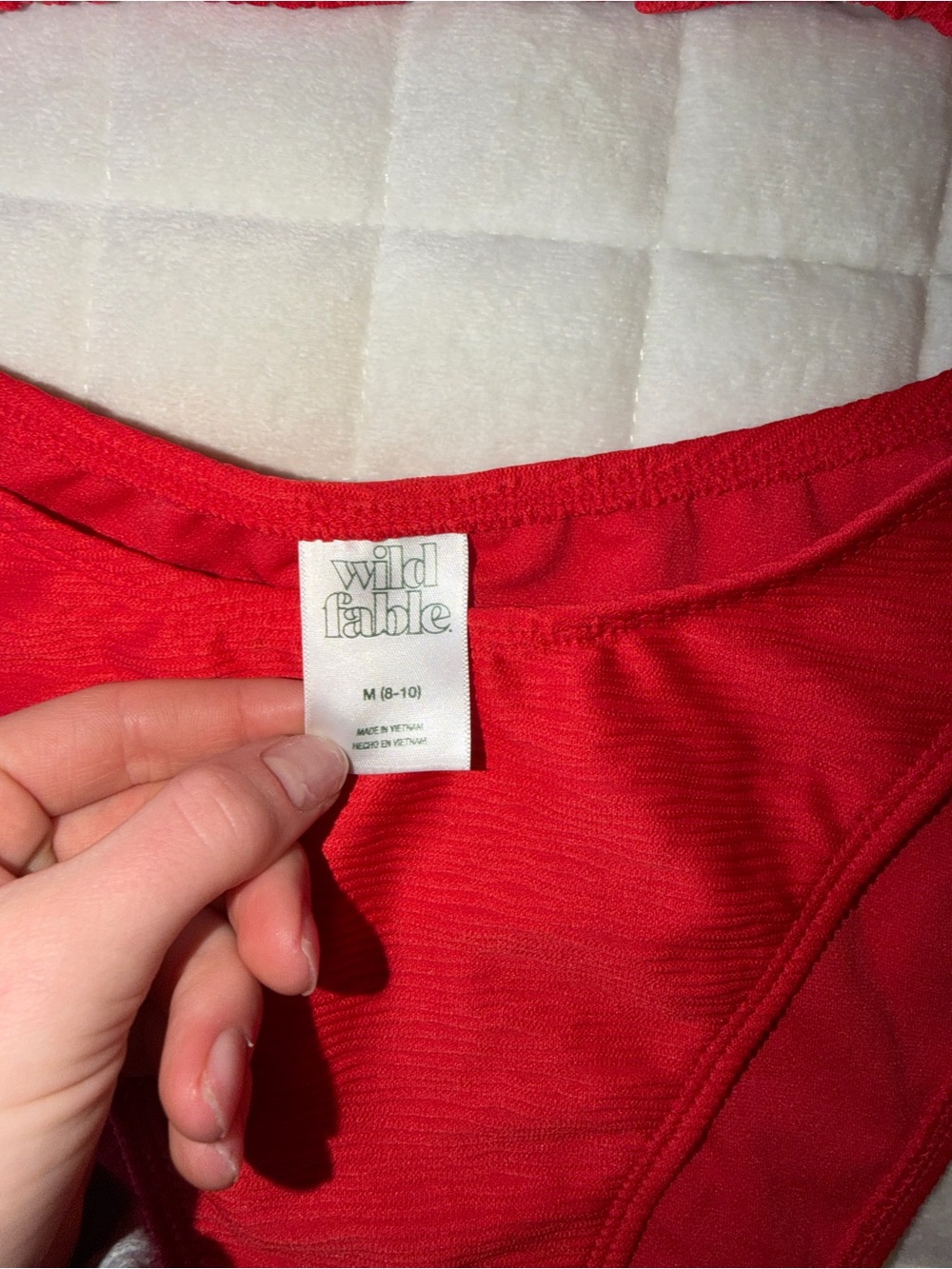 Red Ribbed Triangle Bikini Set - Picture 3 of 4